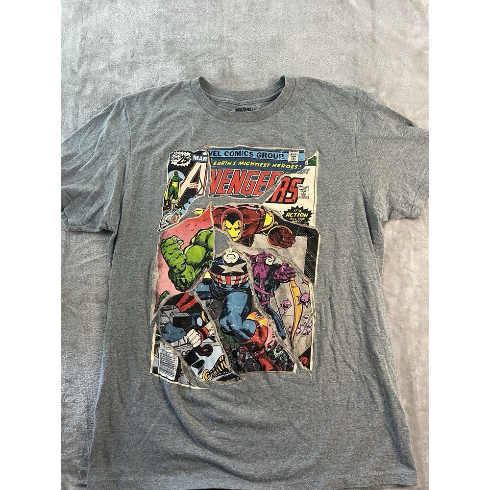 Marvel Avengers Mens Shirt Medium Gray Hulk Iron Man